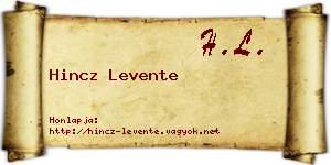 Hincz Levente névjegykártya